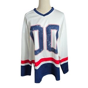 Broken Threads Red White And Blue Hockey Style Jersey NWT